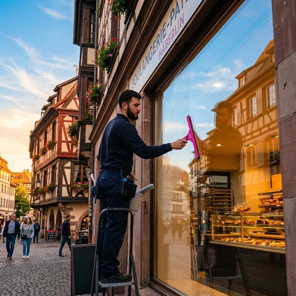 Nettoyage vitrines commerces Strasbourg